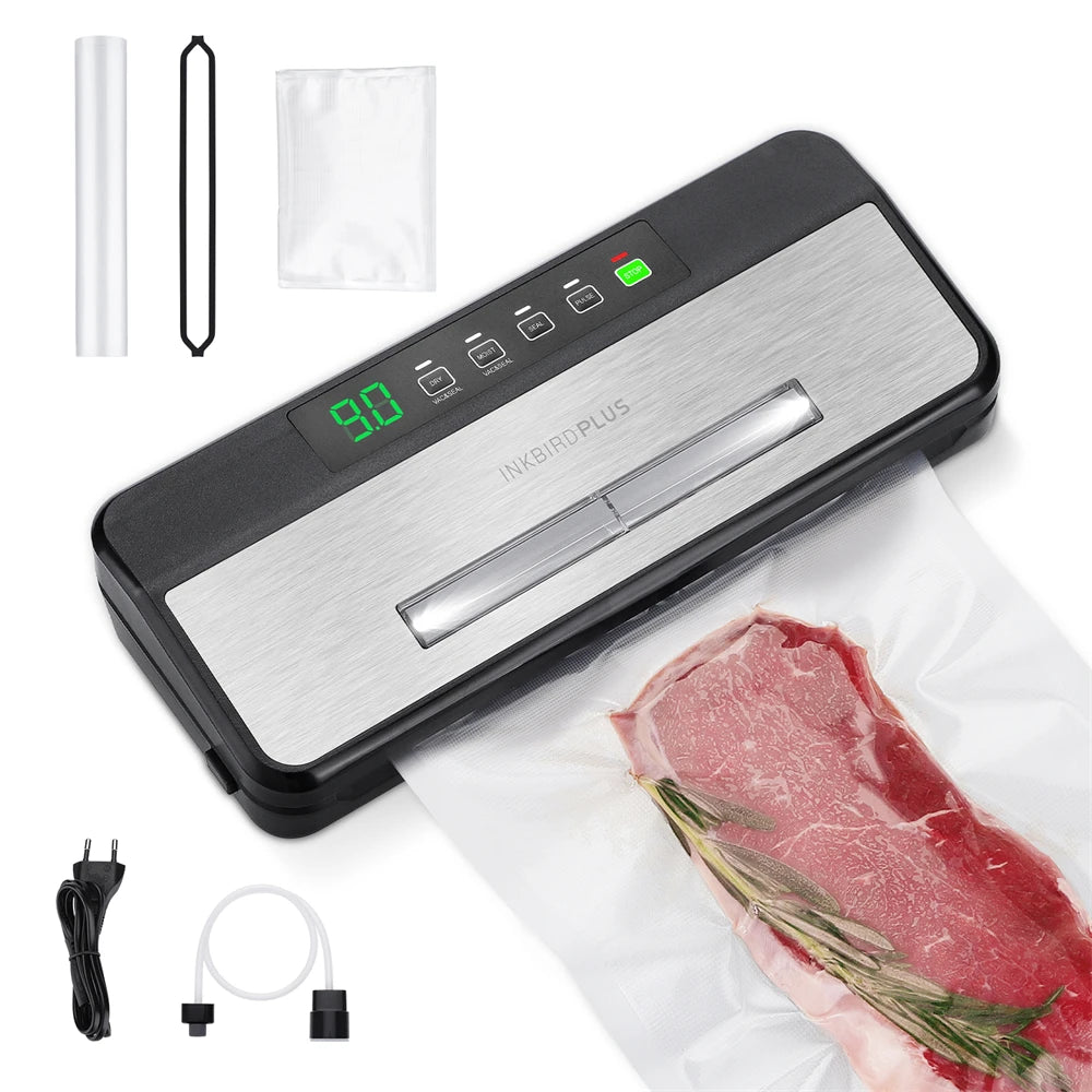 INKBIRD INK-VS03 Food Vacuum Sealer Machine – 80KPA Strong Suction Automatic Vacuum Sealer with Starter Kit for Food Storage & Preservation