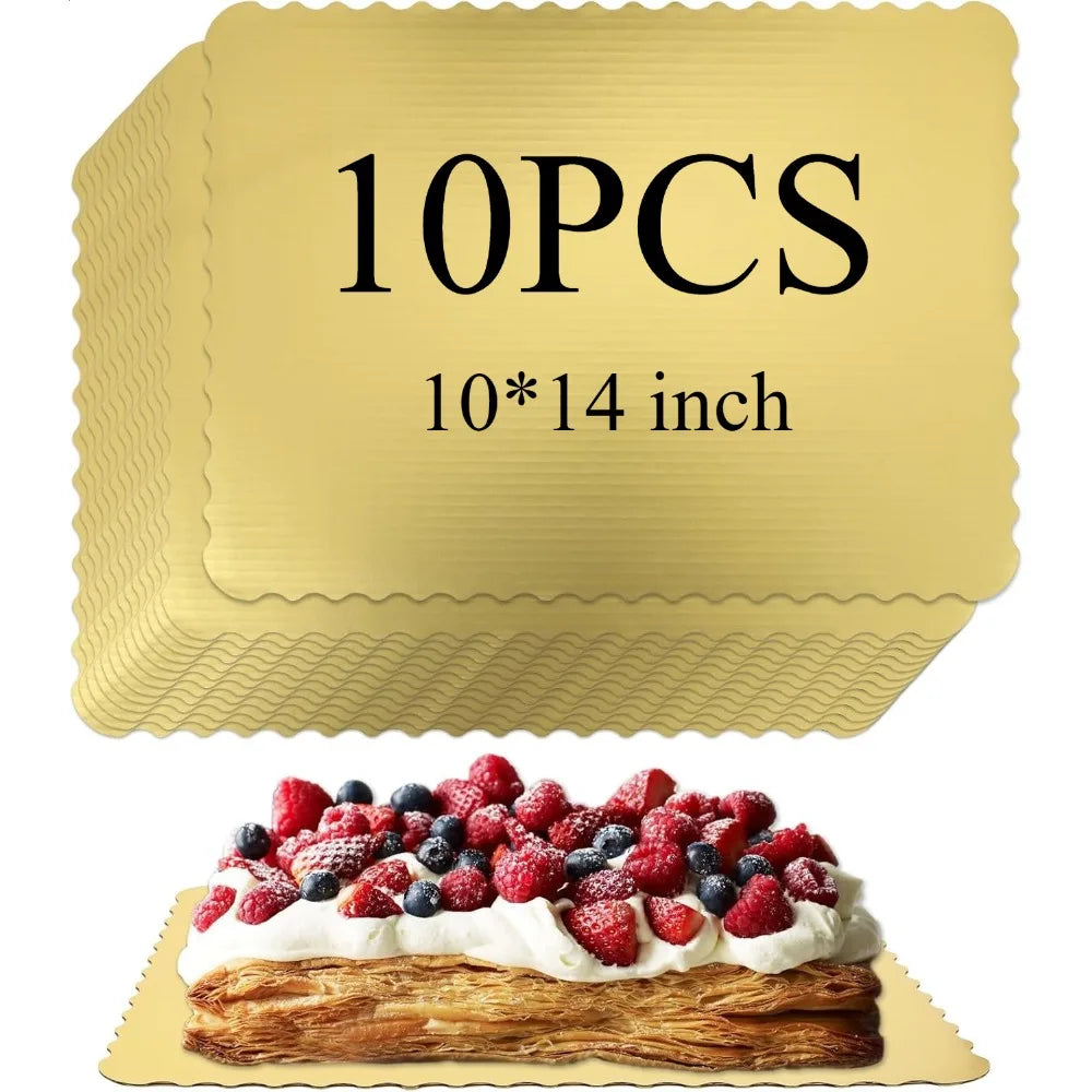 10PCS Greaseproof Rectangle Cake Boards (19×14 Inch) – Decorative Dessert Trays for Cakes, Pizza, Cupcakes, Weddings & Parties
