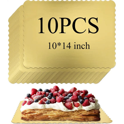 10PCS Greaseproof Rectangle Cake Boards (19×14 Inch) – Decorative Dessert Trays for Cakes, Pizza, Cupcakes, Weddings & Parties