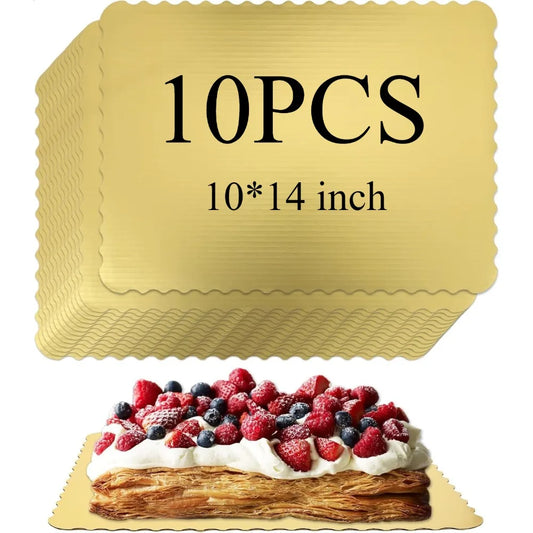 10PCS Greaseproof Rectangle Cake Boards (19×14 Inch) – Decorative Dessert Trays for Cakes, Pizza, Cupcakes, Weddings & Parties
