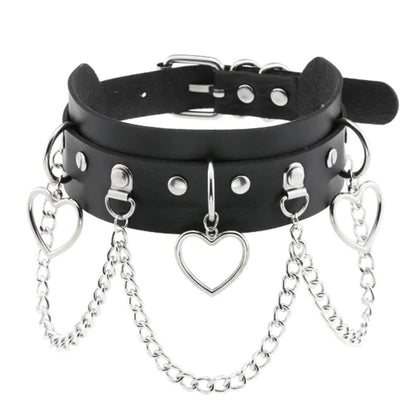 Harajuku Gothic Spike Rivet Star Choker Necklace – Black Bowknot PU Lace Leather Y2K Hip Hop Rock Jewelry for Girls