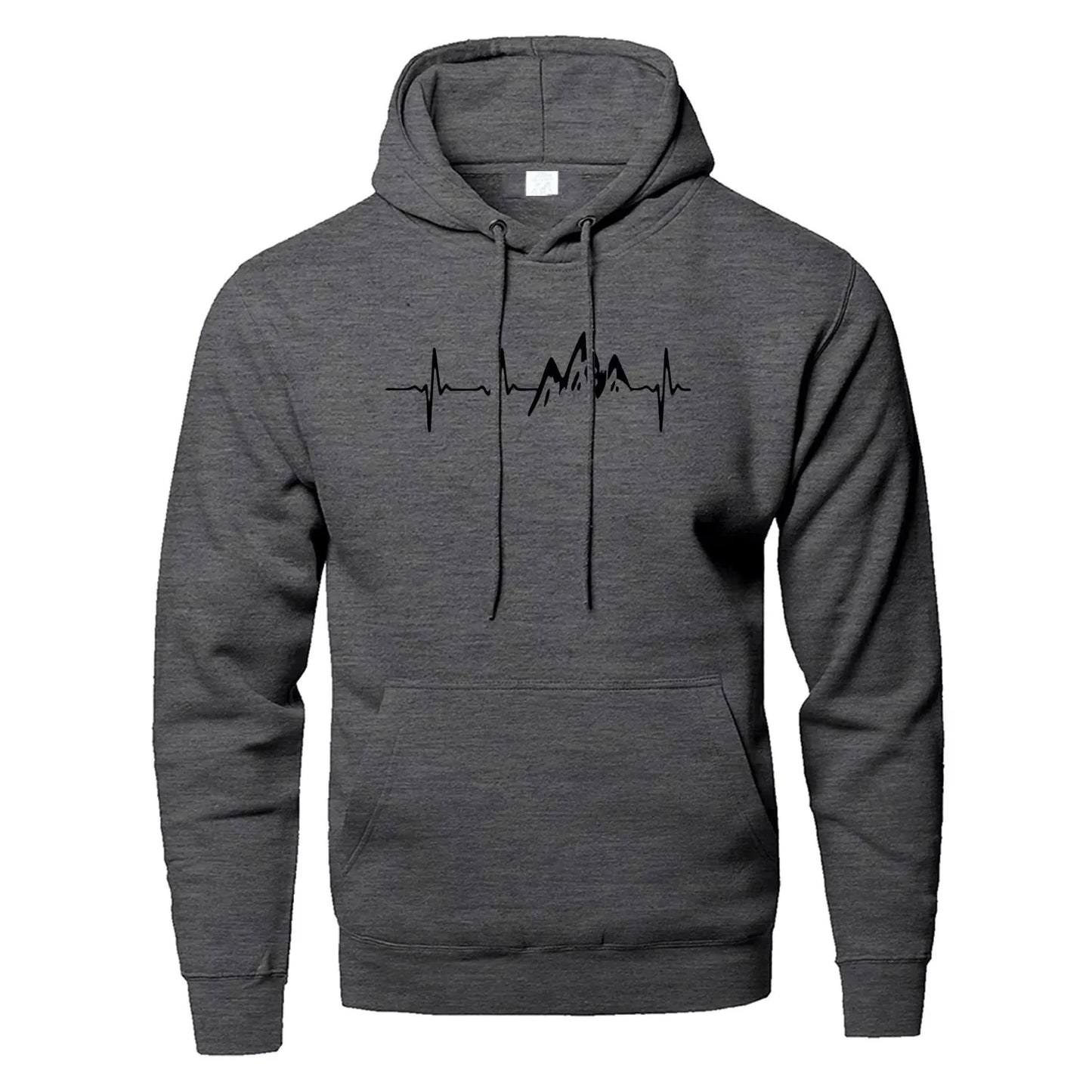Mountain Heartbeat Hoodie – Teen Sweatshirt, Autumn Long Sleeve Hooded Sportswear in Black & Gray