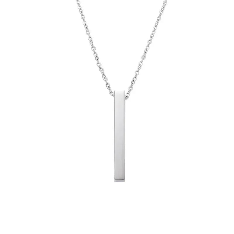 New Black Pillar Necklace for Men & Women, Trendy Stainless Steel 3D Bar Chain, Party Jewelry & Couple Gifts
