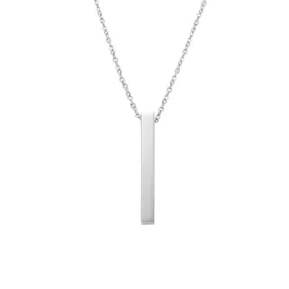New Black Pillar Necklace for Men & Women, Trendy Stainless Steel 3D Bar Chain, Party Jewelry & Couple Gifts
