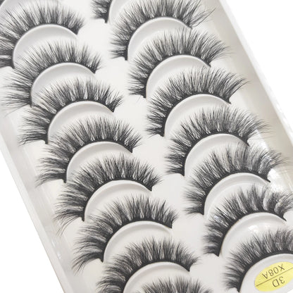 10 Pairs 3D Mink False Eyelashes – Soft Natural Cross Messy Dense Lash Extensions Makeup