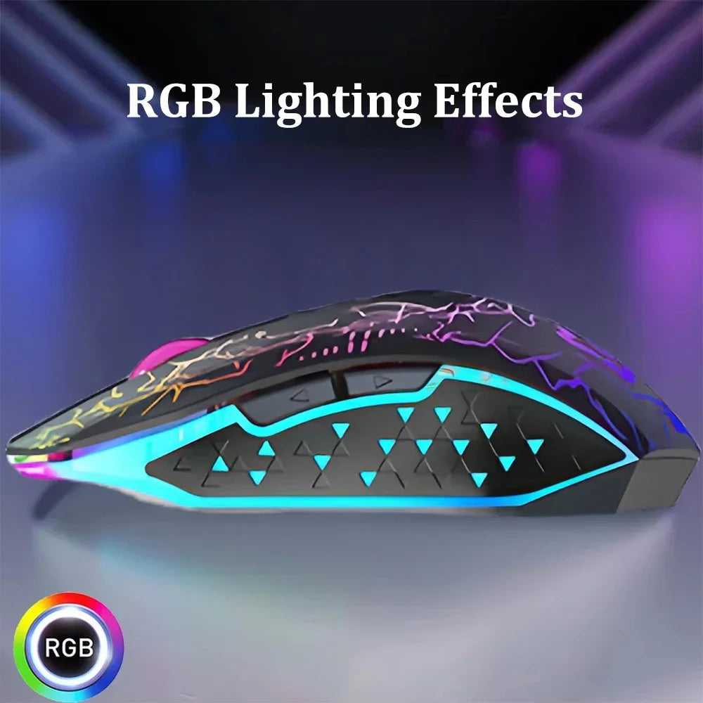 Bluetooth 5.2 Wireless RGB Mouse – Dual-Mode 2.4G Gaming Mouse with 6 Buttons, Silent Click for MacBook, Tablet, Laptop, PC