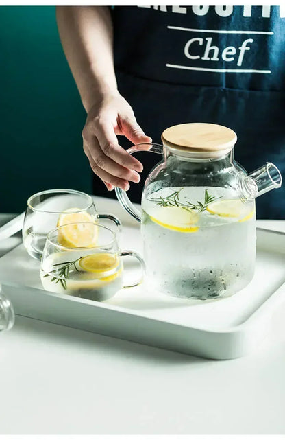 1.8L Transparent Borosilicate Glass Teapot – Heat-Resistant Large Clear Tea Pot for Puer, Flower Tea, Office & Home