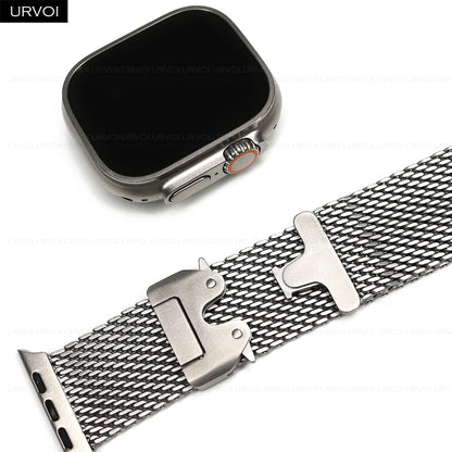 URVOI Stainless Steel Mesh Band for Apple Watch Ultra 2/1, Series 10/9 – 316L Secure Parachute Buckle, 46/49mm