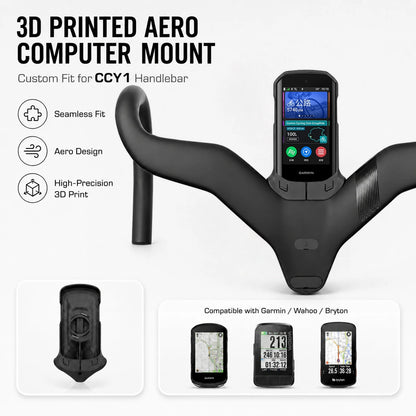 Ullicyc 3D Printed Aero Bike Computer Mount - Integrated Handlebar Bracket for Garmin, Wahoo and Bryton Devices