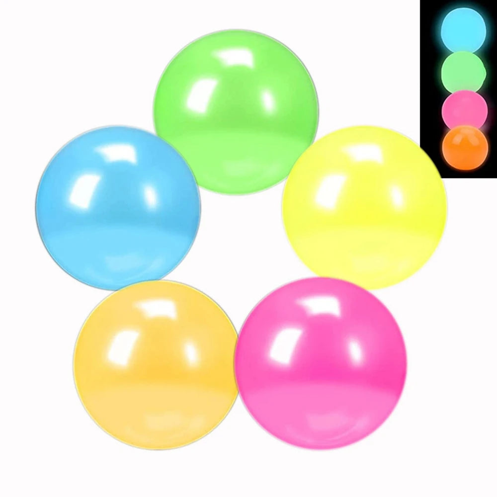 5-Piece Glow-in-the-Dark Sticky Balls - Squishy Stress Relief & Party Favor Toys