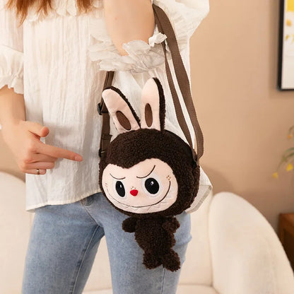 30cm Labubu Cartoon Cute Doll Backpack – Shoulder Crossbody Toy Pouch for Outdoor Travel, Christmas Gift