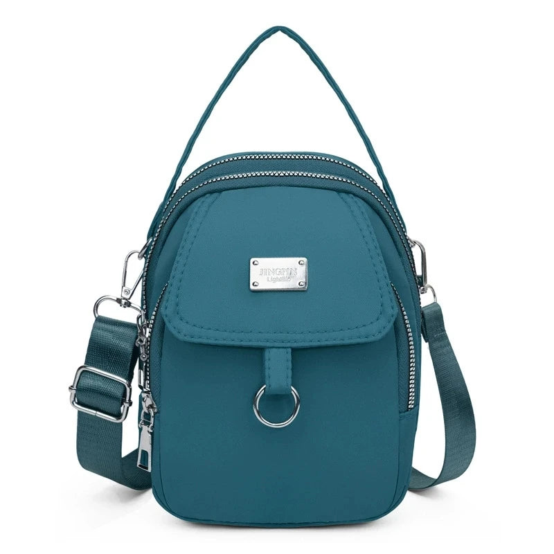 Lightweight Nylon Women’s Crossbody Bag – Casual Mini Shoulder Handbag with Multiple Zip Compartments, Tote Purse for Daily Use