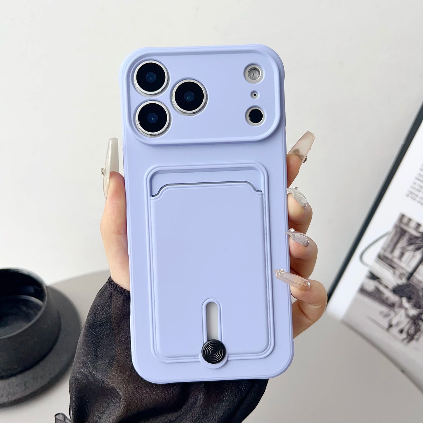 Push Card Wallet Phone Case with Card Slot Holder, Soft TPU Credit Card Cover for iPhone 17, 16, 15, 14, 13, 12, 11 Pro Max, Air, Plus & Mini