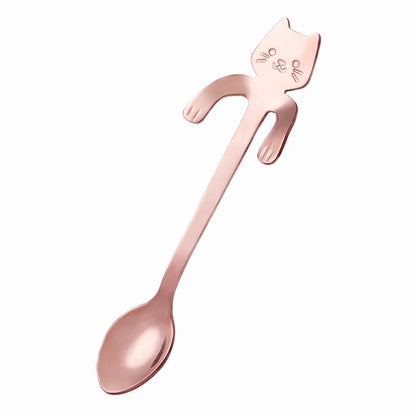 Stainless Steel Cat-Shaped Coffee Spoon – Cute Teaspoon Dessert & Ice Cream Mini Scoop for Kitchen Tableware