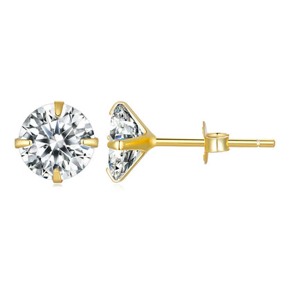 Bamoer 925 Sterling Silver CZ Stud Earrings – Platinum Plated Round Cubic Zirconia Barbell, Hypoallergenic, 4-7mm