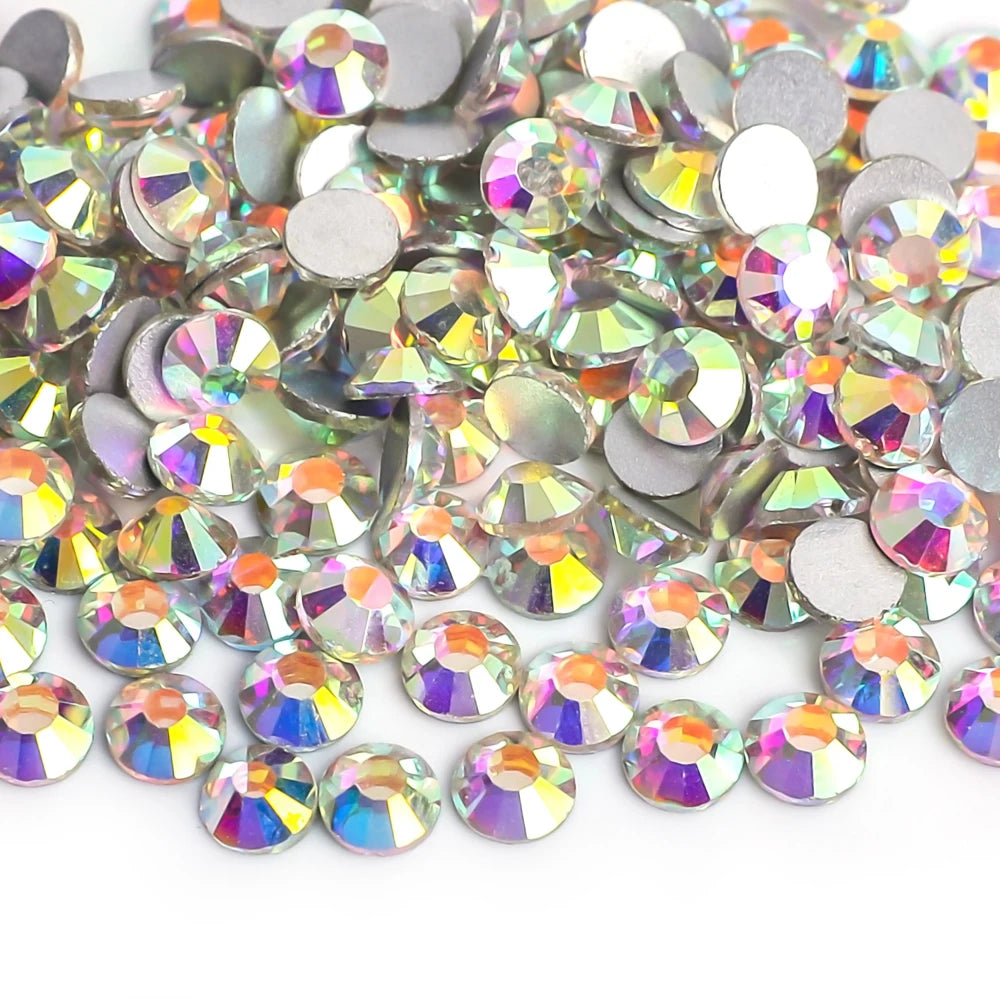 Super Glitter Crystal AB Rhinestones SS3–SS50 – Non-Hotfix Flatback Strass Stones for Nail Art, Fabric, Garment & DIY Decoration