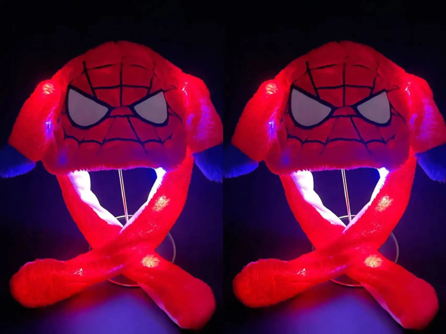 2024 Anime Cosplay Spider-Man Plush Hat – Cute Glowing Bear & Bunny Ears, Moving Jumping Preppy Toy Cap Gift