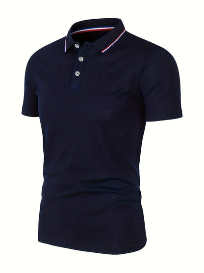 Men’s Summer Casual Polo Shirt - Breathable Solid Color Short Sleeve T-Shirt for Comfortable Everyday Wear