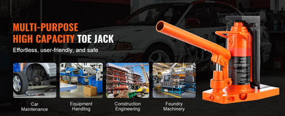 SucceBuy Hydraulic Toe Jack 2.5T – 5T Top Lift Capacity Machine Jack with 0.8–5.3in Toe & 8.9–13.4in Top Height