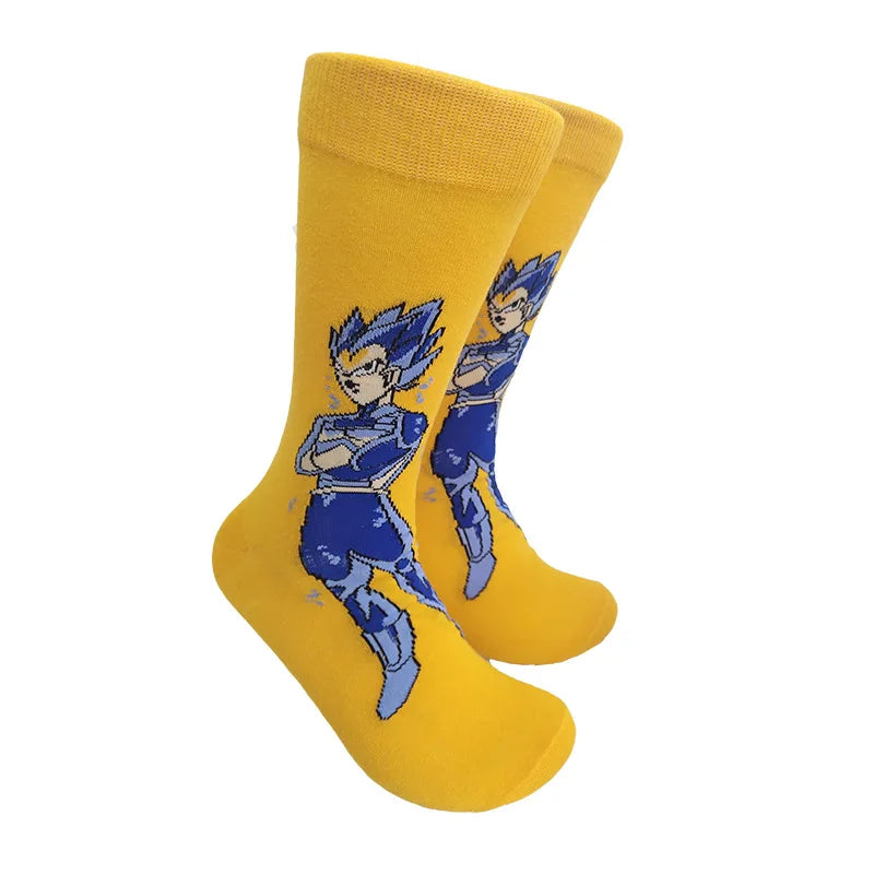 Men’s Dragon Ball Anime Mid Tube Socks - Bandai Cartoon Character Cotton Crew Socks
