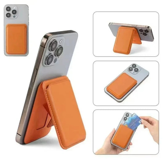 Strong Magnetic Leather Wallet with Hidden Stand – MagSafe Case & Card Holder for iPhone 13, 14, 15 Pro Max