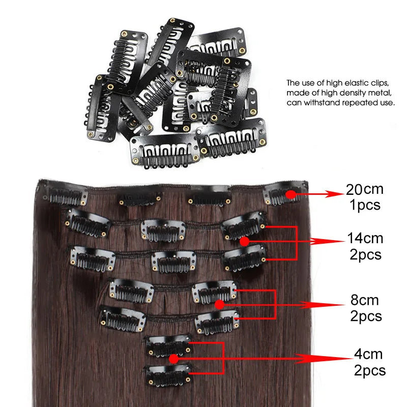 WIGSIN 24-Inch Straight Hair Extensions - 7-Piece Clip-In Synthetic Hair Set for Women