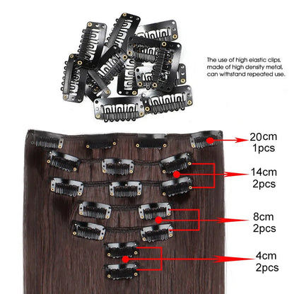 WIGSIN 24-Inch Straight Hair Extensions - 7-Piece Clip-In Synthetic Hair Set for Women