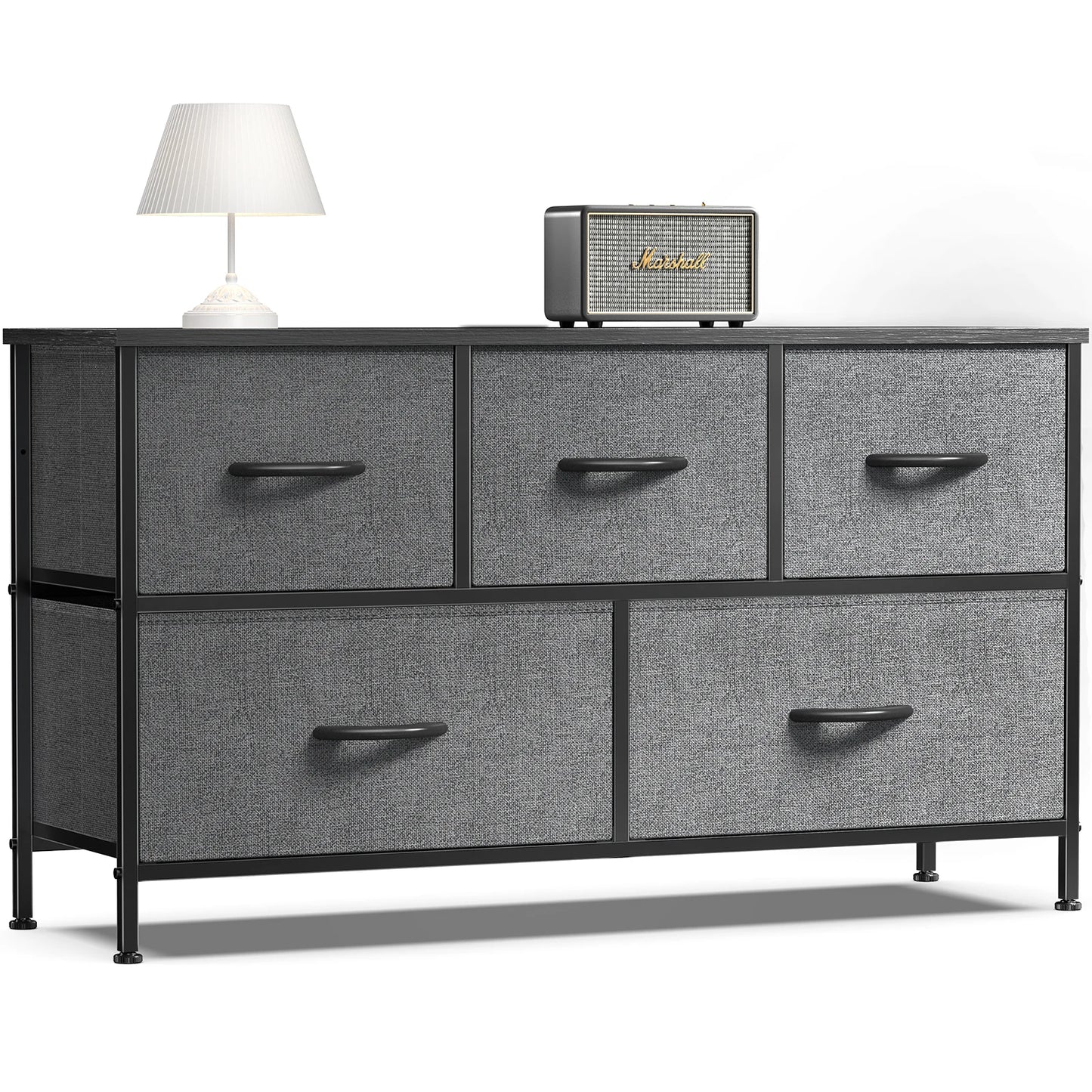 Living Room Display Cabinet – 5 Fabric Drawers with Steel Frame, Wardrobe Closet for Clothes Storage & Dresser