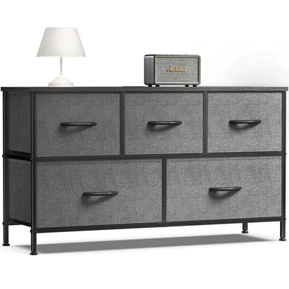 Living Room Display Cabinet – 5 Fabric Drawers with Steel Frame, Wardrobe Closet for Clothes Storage & Dresser