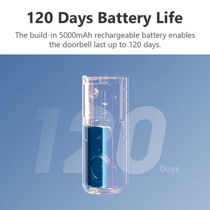 IMOU Video Doorbell 2S – 5000mAh Rechargeable Battery, 30° Pan Lens, Human Detection, Two-Way Talk, Waterproof, 100% Wire-Free with Chime
