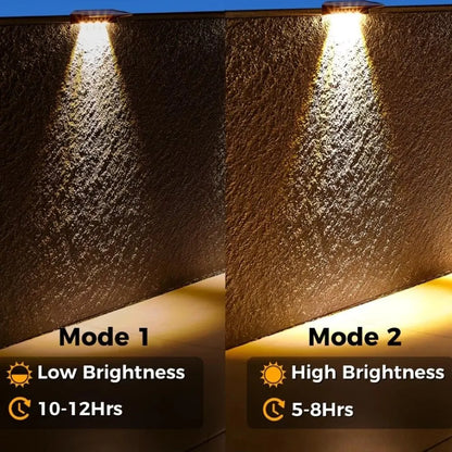 2 Pack Solar Wall Lights - 4 LED Waterproof Outdoor Fence, Deck & Pathway Lighting for Yard