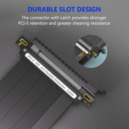 PCIe 4.0 GPU Riser Extension Cable - Shielded High Speed PCI Express 16X Graphics Card Adapter with 90/180 Degree Connector