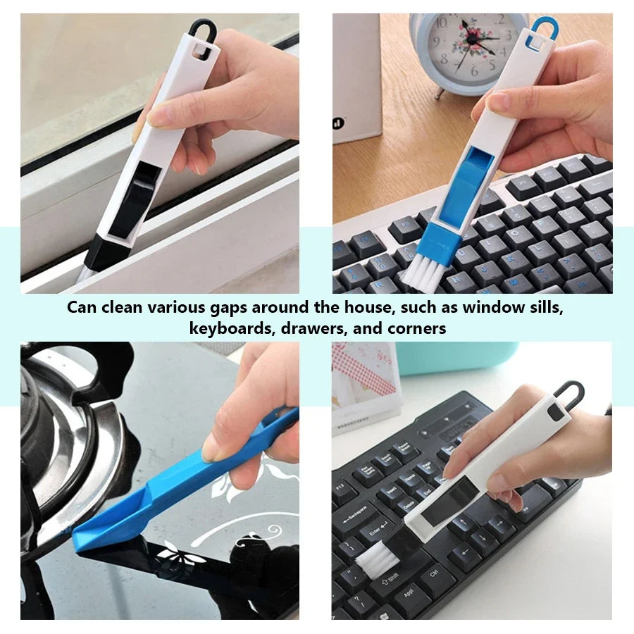 2-in-1 Multifunctional Cleaning Brush - Portable Window Track, Door Groove, Keyboard, and Dust Cleaning Tool
