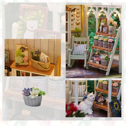 DIY Wooden Sunshine Greenhouse Cottage – Miniature Dollhouse Kit with Furniture for Friends' Gifts