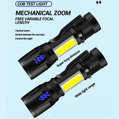 Mini Rechargeable LED Torch Flashlight - Portable USB Charging, High Power Bank - Waterproof Lantern for Camping, Long Range Illumination