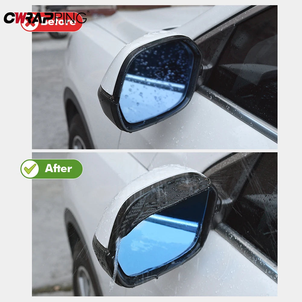 2/4PCS Carbon Fiber Rearview Mirror Rain Shield - Flexible Side Mirror Rain Cover & Protector for Cars