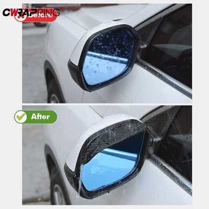 2/4PCS Carbon Fiber Rearview Mirror Rain Shield - Flexible Side Mirror Rain Cover & Protector for Cars