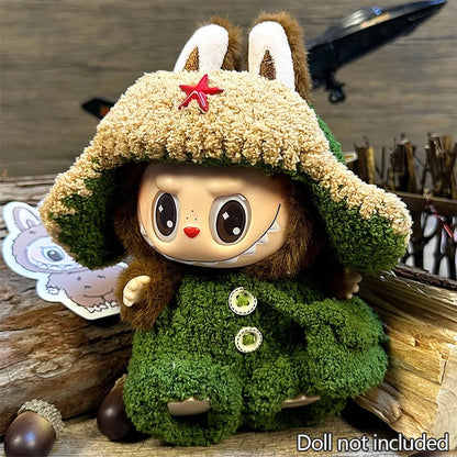 17cm Labubu Doll Clothes — DIY Accessories Heartbeat Long-Eared Furry Rabbit Costume | Cartoon Dress-Up Outfit