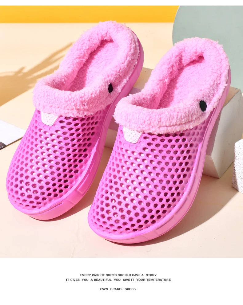 Couple Cotton Slippers – Winter Warm Plush Velvet Thickened Clogs for Men & Women