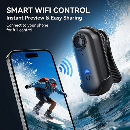 Mini 1080P/4K Magnetic POV Camera - Pocket Vlog Body Chest Recorder with WiFi, Waterproof Design for Sports, Cycling and Helmet Use