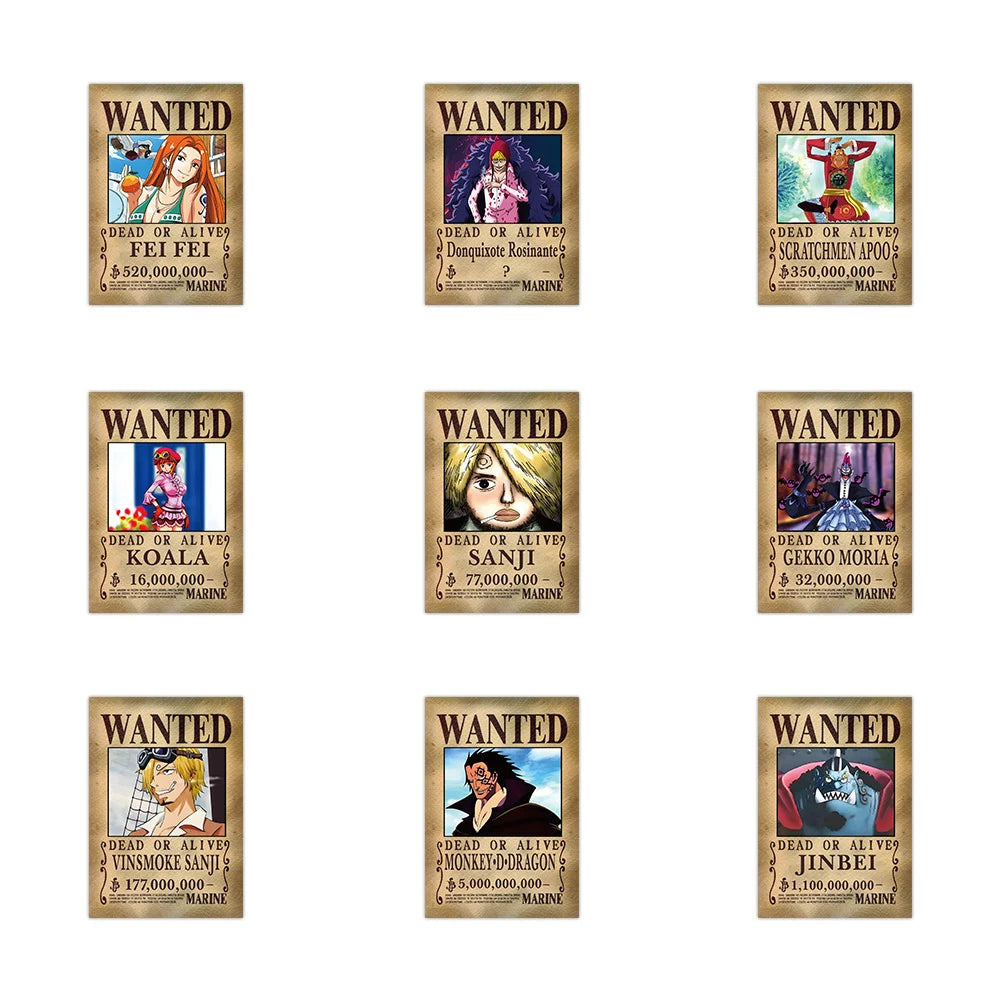 56PCS One Piece Anime Stickers – Wanted Poster Cartoon Decals for Laptop, Notebook, Phone & Wall Decoration