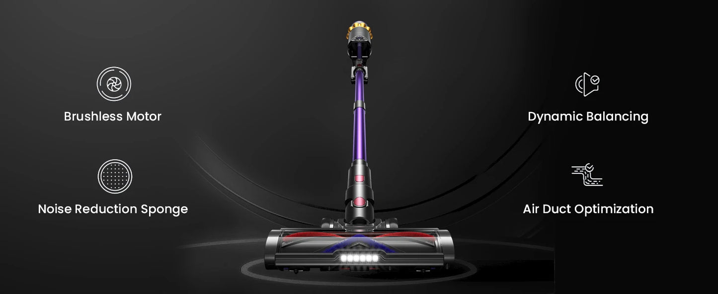 550W Cordless Vacuum Cleaner - 45KPa Suction, 65 Min Runtime, Low Noise, LED Screen, Wall Mount Charging for Home