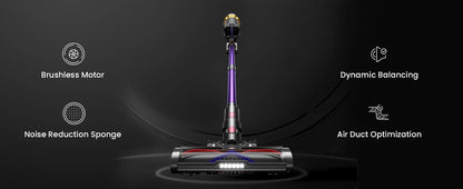 550W Cordless Vacuum Cleaner - 45KPa Suction, 65 Min Runtime, Low Noise, LED Screen, Wall Mount Charging for Home