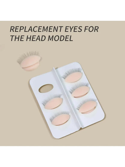 False Eyelash Extension Practice Head - Silicone Training Mannequin with Removable Eyelids for Lash & Tattoo Practice