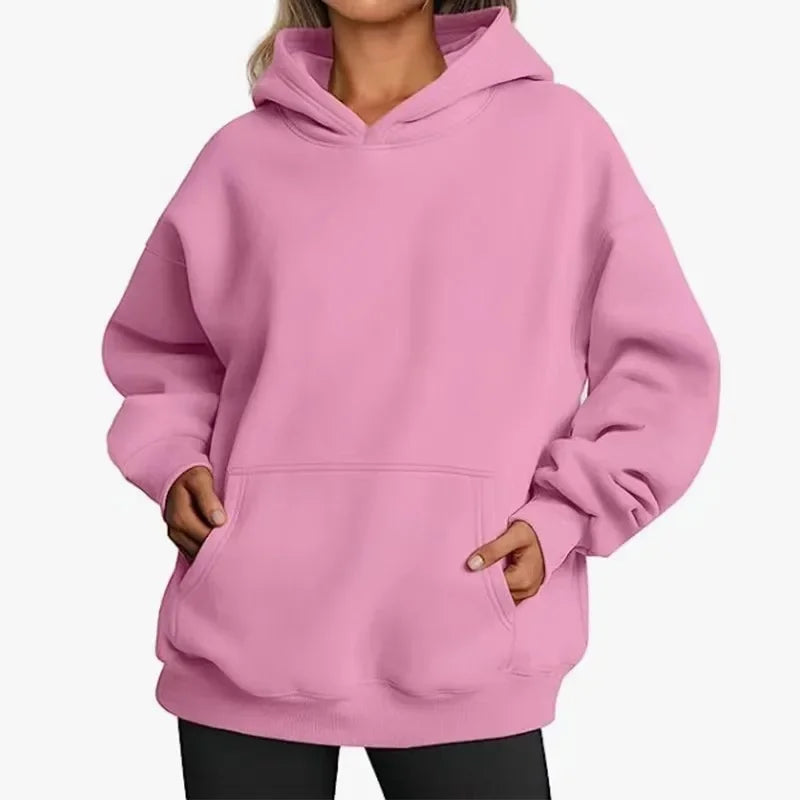 Oversized Hoodie Sweatshirt — Unisex Loose Fit, Drop Shoulder, Cuffed Sleeve Winter Casual Sportswear