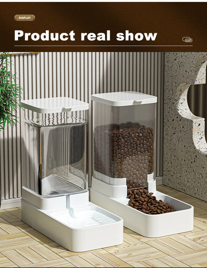 Cat & Dog Automatic Feeder with Water Dispenser – Gravity Food Storage Container