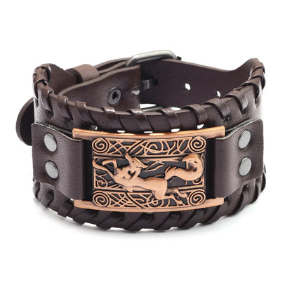 Trendy Viking Bracelet – Nordic Rune Compass & God Bird Charm Leather Woven Jewelry for Men, Fashion Accessory & Party Gift