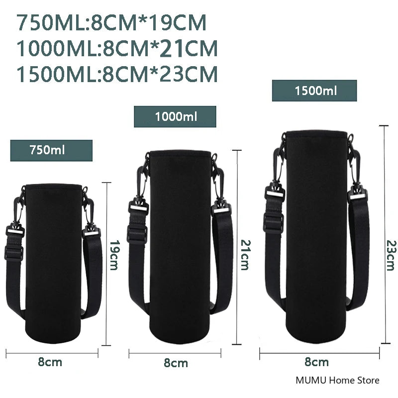 750/1000/1500ML Sports Water Bottle Insulated Neoprene Sleeve – Portable Bottle Carrying Case & Thermal Holder Bag