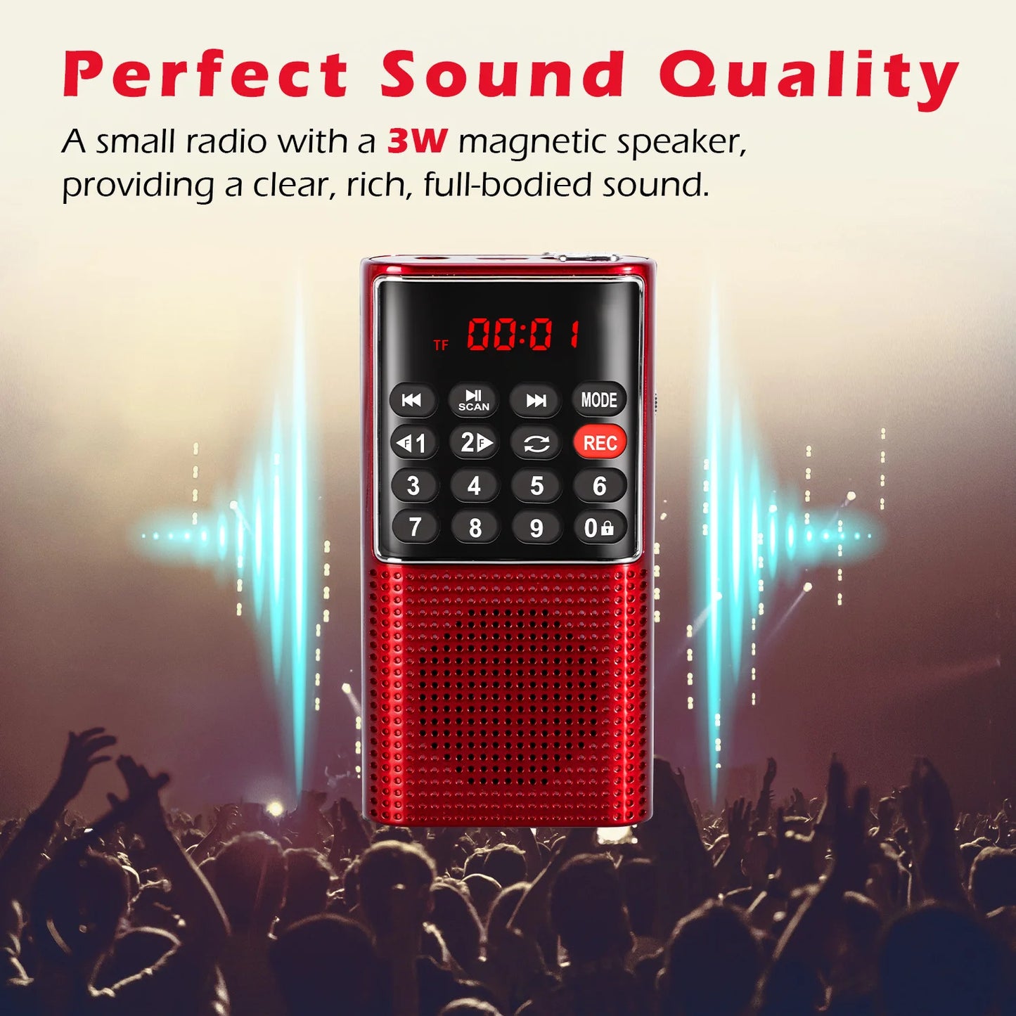 Mini Portable Pocket FM Radio – Handheld MP3 Walkman with Recorder & Rechargeable Battery