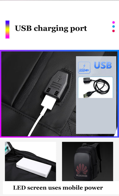 LED Display Laptop Backpack — 15.6” Smart Business & School Travel Bag for Men & Women